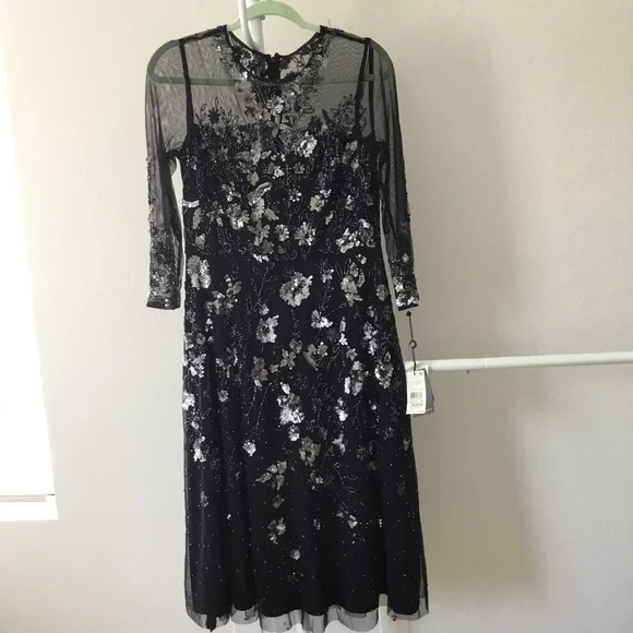 Adrianna Papell Beaded cocktail mesh dress NWT - Picture 3 of 8